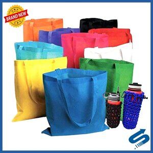 Large Reusable Tote Bags Bulk Pack Sturdy Grocery Shopping Multi-Use